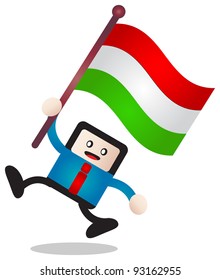 illustration of businessman bring flag