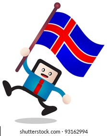 illustration of businessman bring flag