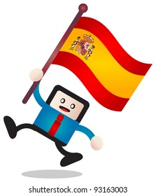 illustration of businessman bring flag