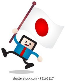 illustration of businessman bring flag