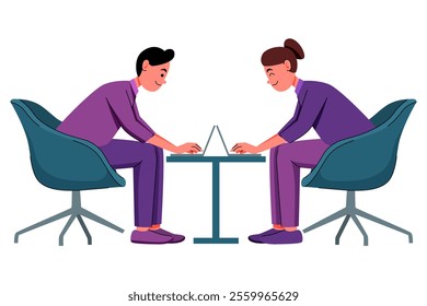 Illustration of Businessman and Businesswoman
