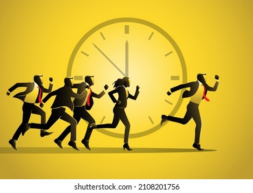 An illustration of businessman and businesswoman running. Business concept vector
