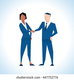 Illustration Of Businessman And Businesswoman Shaking Hands