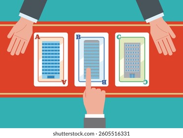Illustration of a businessman choosing a company when changing jobs