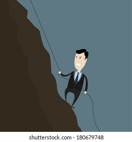 Illustration businessman climbs the mountain.