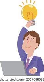 Illustration of a businessman coming up with an idea