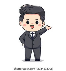 illustration of a businessman Cute kawaii chibi character design