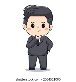 illustration of a businessman Cute kawaii chibi character design