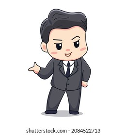 illustration of a businessman Cute kawaii chibi character design