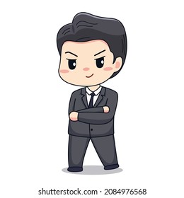 illustration of a businessman. Cute kawaii chibi character design