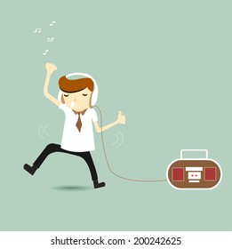 Illustration of a businessman dancing 