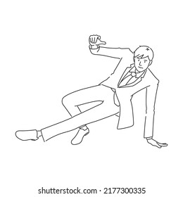 Illustration Of A Businessman Doing A Break Dance (white Background, Vector, Cut Out)