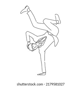 Illustration Of A Businessman Doing A Break Dance (white Background, Vector, Cut Out)