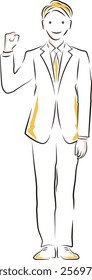 Illustration of a businessman doing a fist pump