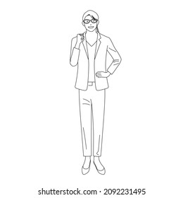 Illustration of a businessman doing a fist pump(white background, vector, cut out)