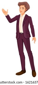 Illustration of a businessman doing a hand signal on a white background