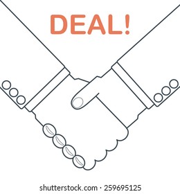 Illustration of businessman doing a handshake to make a deal