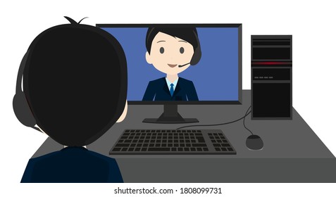 Illustration of a businessman doing telework