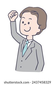 Illustration of a Businessman Doing a Victory Pose