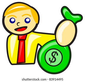 illustration of businessman with dollar