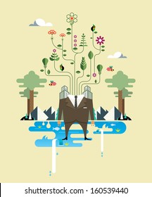 Illustration of a businessman or entity that provides environmentally conscious