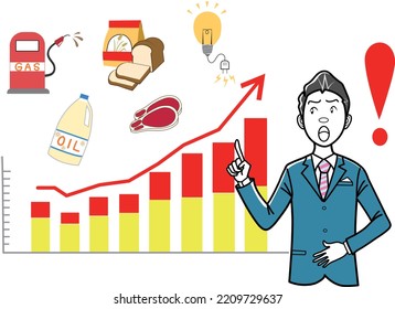 Illustration of a businessman explaining price hikes