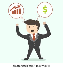 Illustration of Businessman fell happy when his income up
