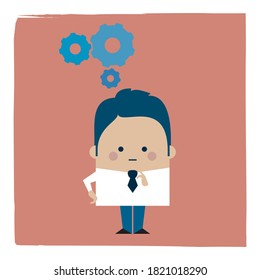Illustration of a businessman with gears upon his head