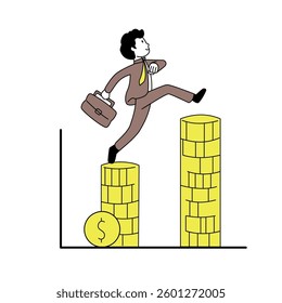 Illustration of businessman getting increased profits