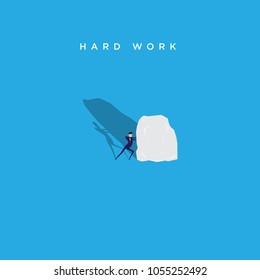 illustration of businessman hard work with big milestone challenge