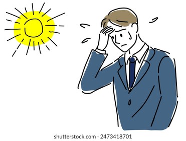 illustration of businessman with heat stroke