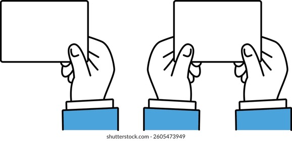 Illustration of a businessman holding a business card