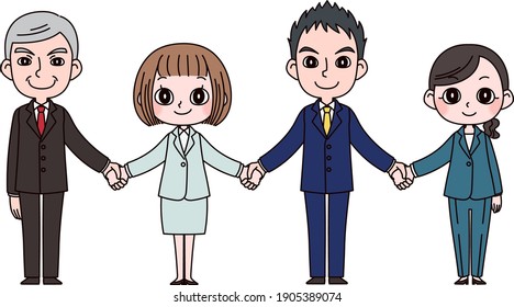 Illustration of a businessman holding hands 