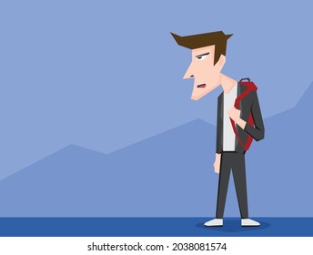 An illustration of businessman holding his bag