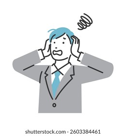 Illustration of a businessman holding his head.