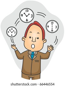 Illustration of a Businessman Juggling Time