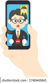 Illustration of a businessman making a videophone call.