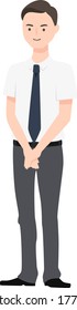 Illustration Of A Businessman. A Male Office Worker With Short Sleeves.