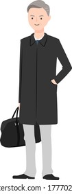 Illustration of a businessman. A male office worker in a suit wearing a coat.