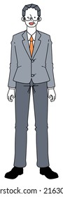 Illustration of a businessman man in a suit standing relaxed.