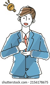 Illustration of a businessman man in a suit who sparked an idea.