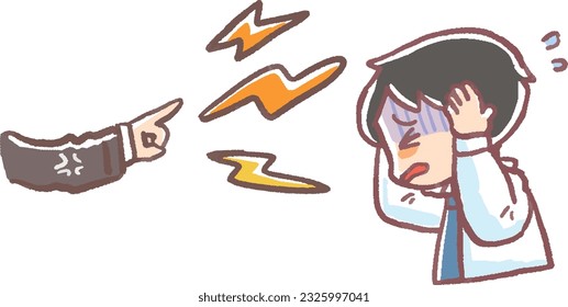 Illustration of a businessman man who is angry and shrinks	

