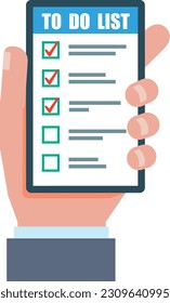Illustration of a businessman managing a ToDo list on a smartphone
