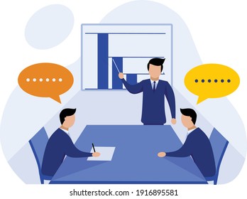 Illustration businessman meeting and sharing information flat design