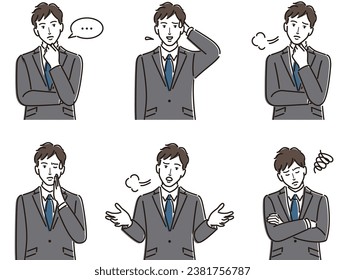 Illustration of a businessman with a negative expression