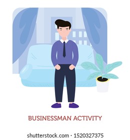 Illustration Businessman at office room 
