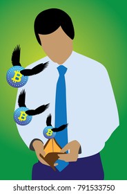 An illustration of businessman open his empty wallet