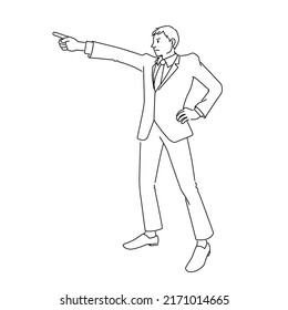 Illustration Businessman Pointing White Background Vector Stock Vector ...