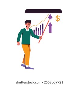 Illustration of Businessman Presenting Data Analysis