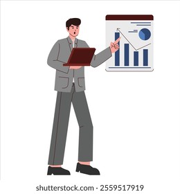 Illustration of Businessman Presenting Data Analytic